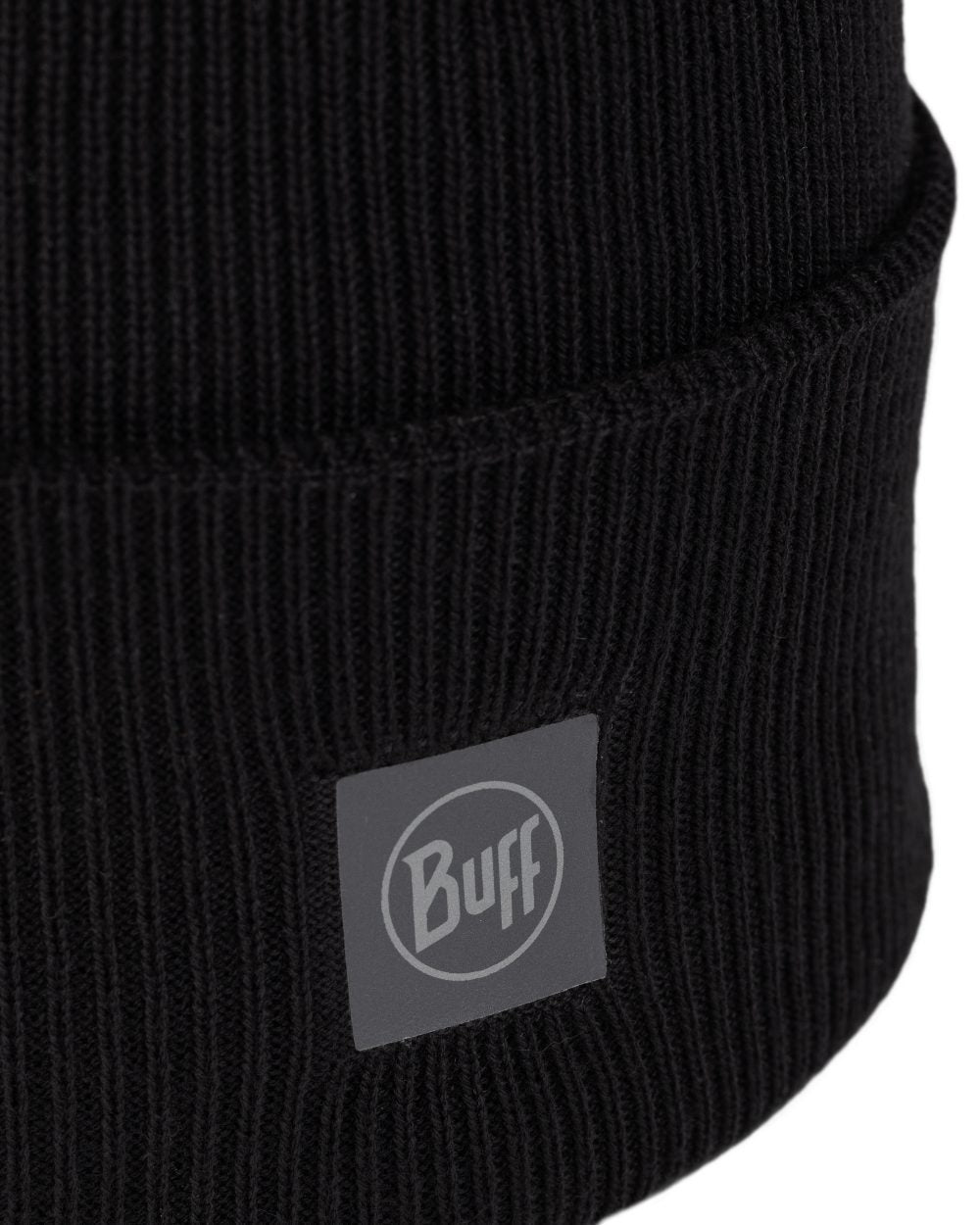 Black Coloured Buff CrossKnit Beanie on white background