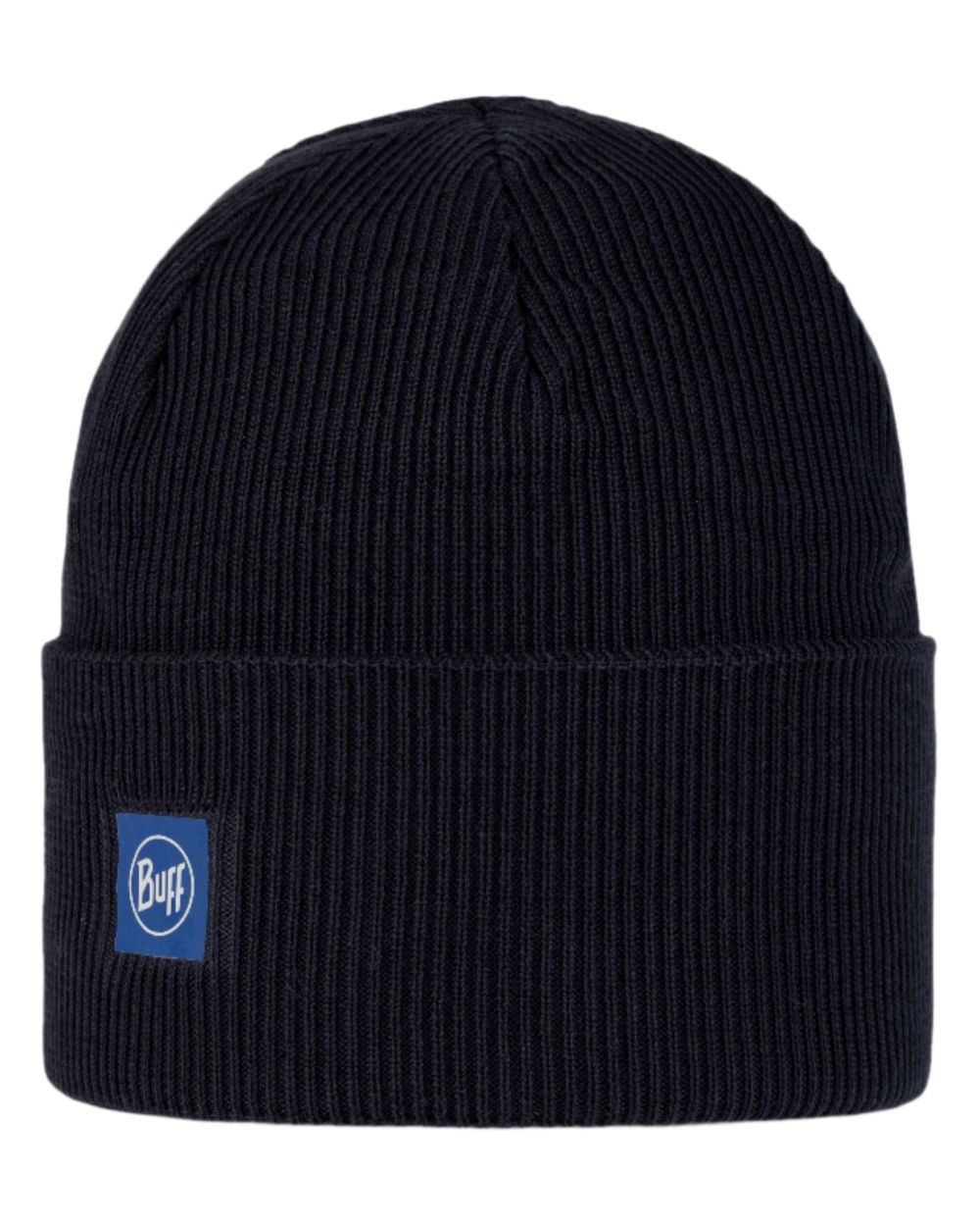 Night Blue Coloured Buff CrossKnit Beanie on white background