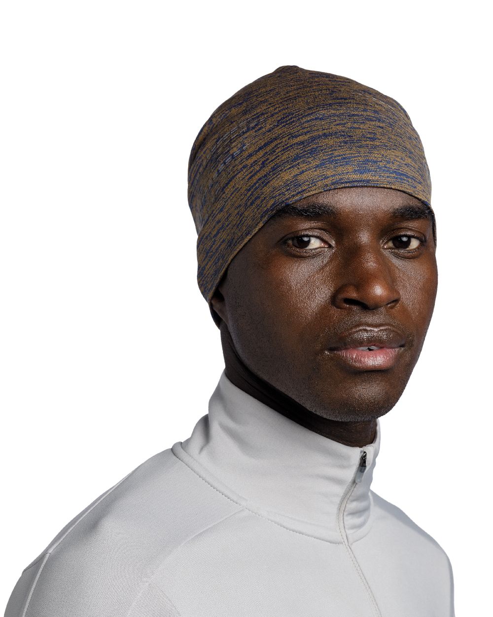Brindle Brown Coloured Buff DryFlx Beanie on white background