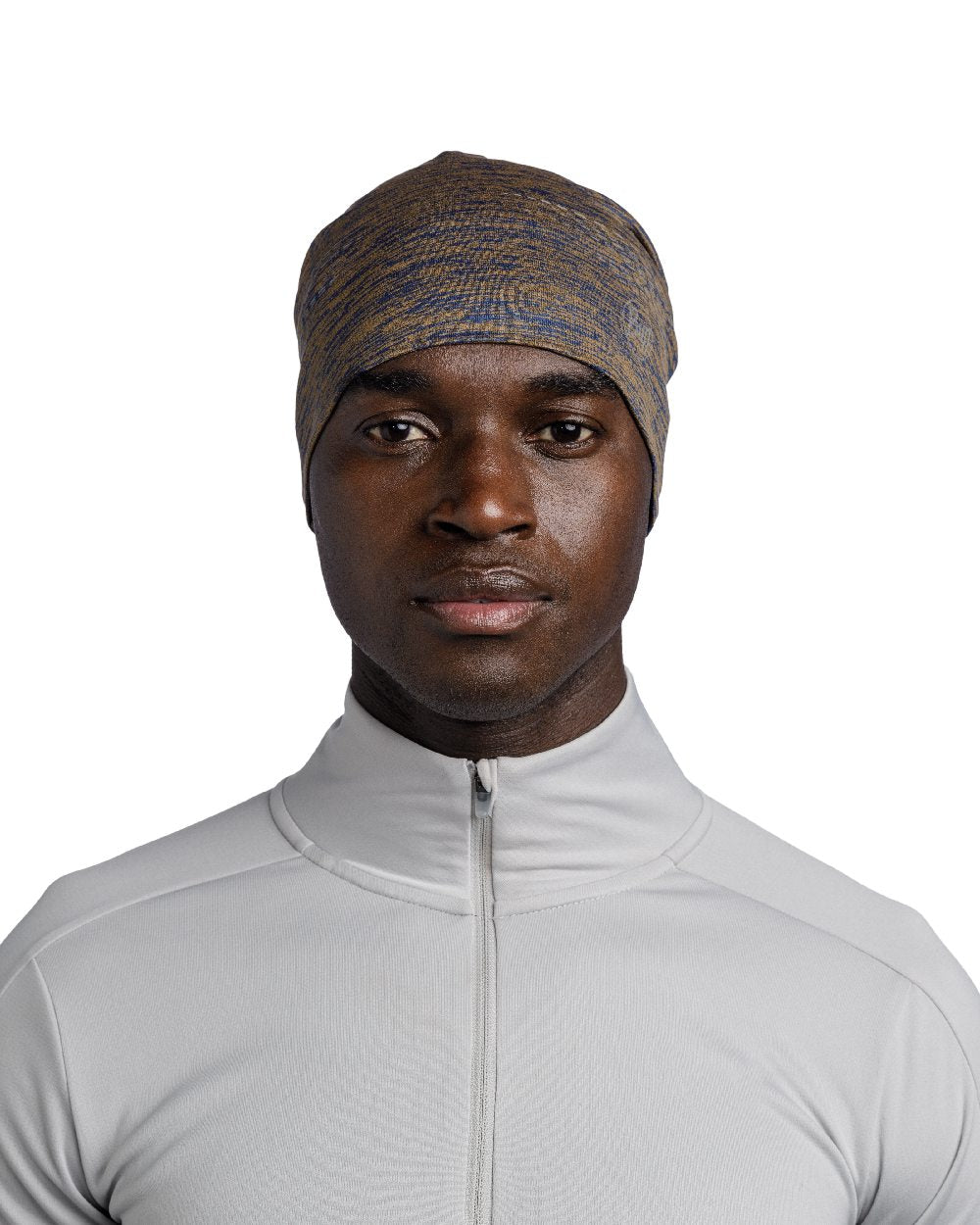 Brindle Brown Coloured Buff DryFlx Beanie on white background
