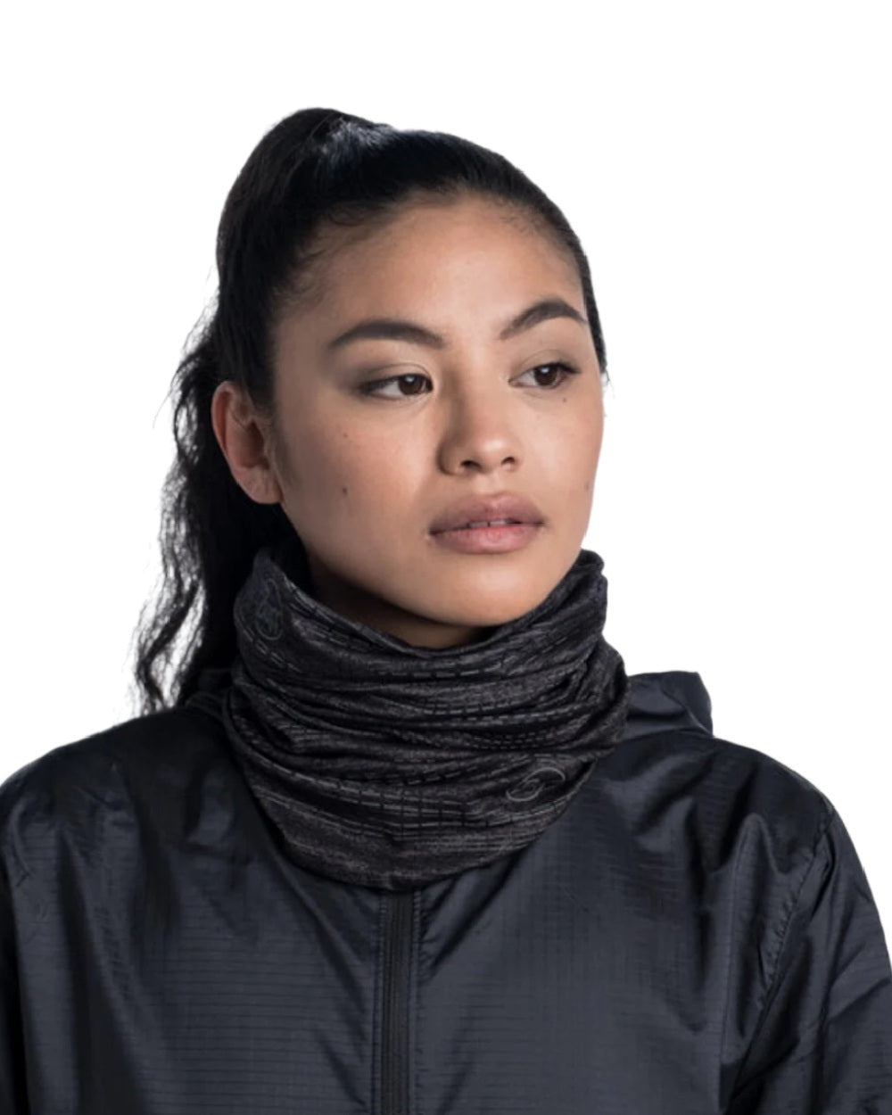 Black Coloured Buff DryFlx Neck Gaiter on white background