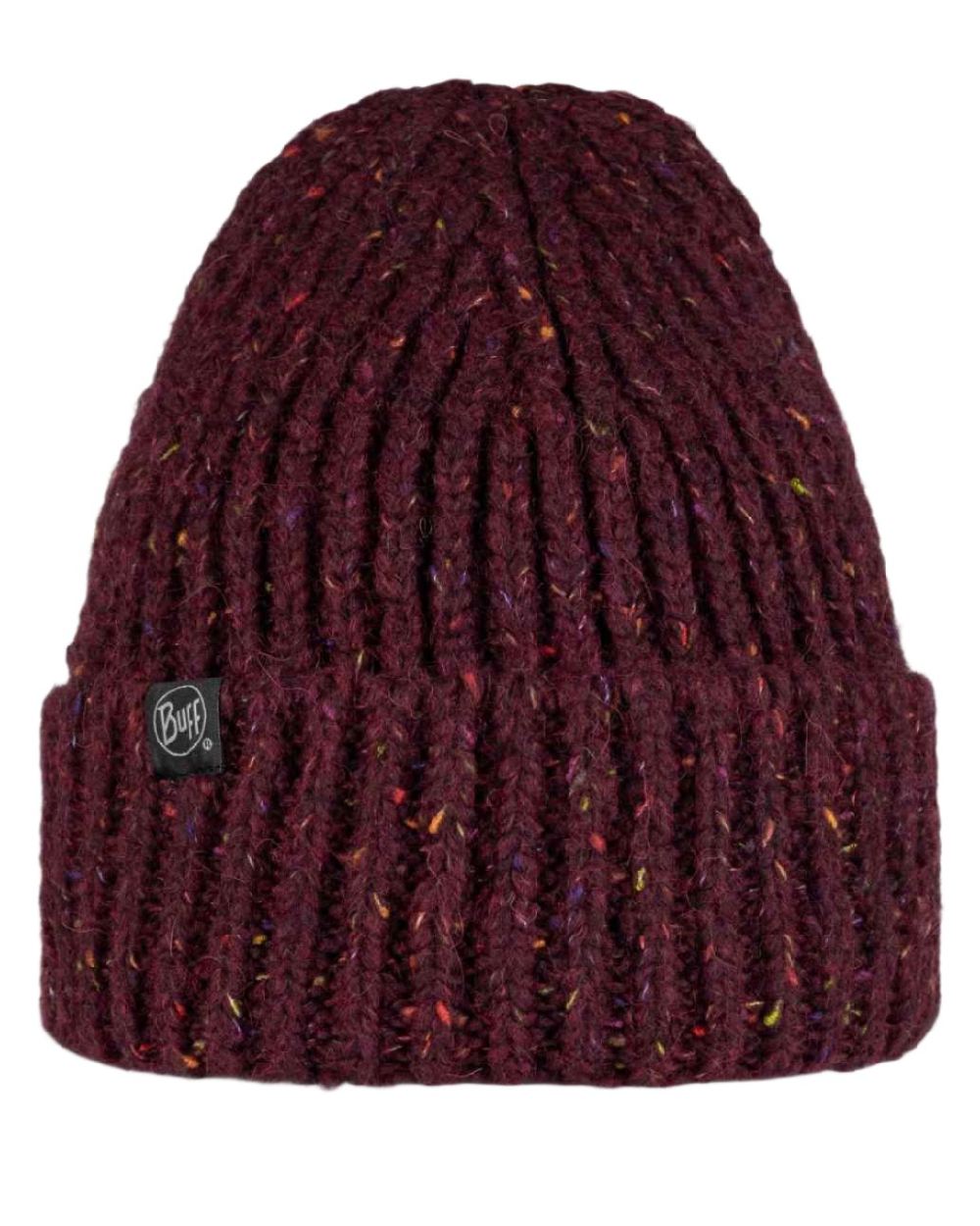 Dahlia Coloured Buff Kim Knitted Fleece Beanie on white background