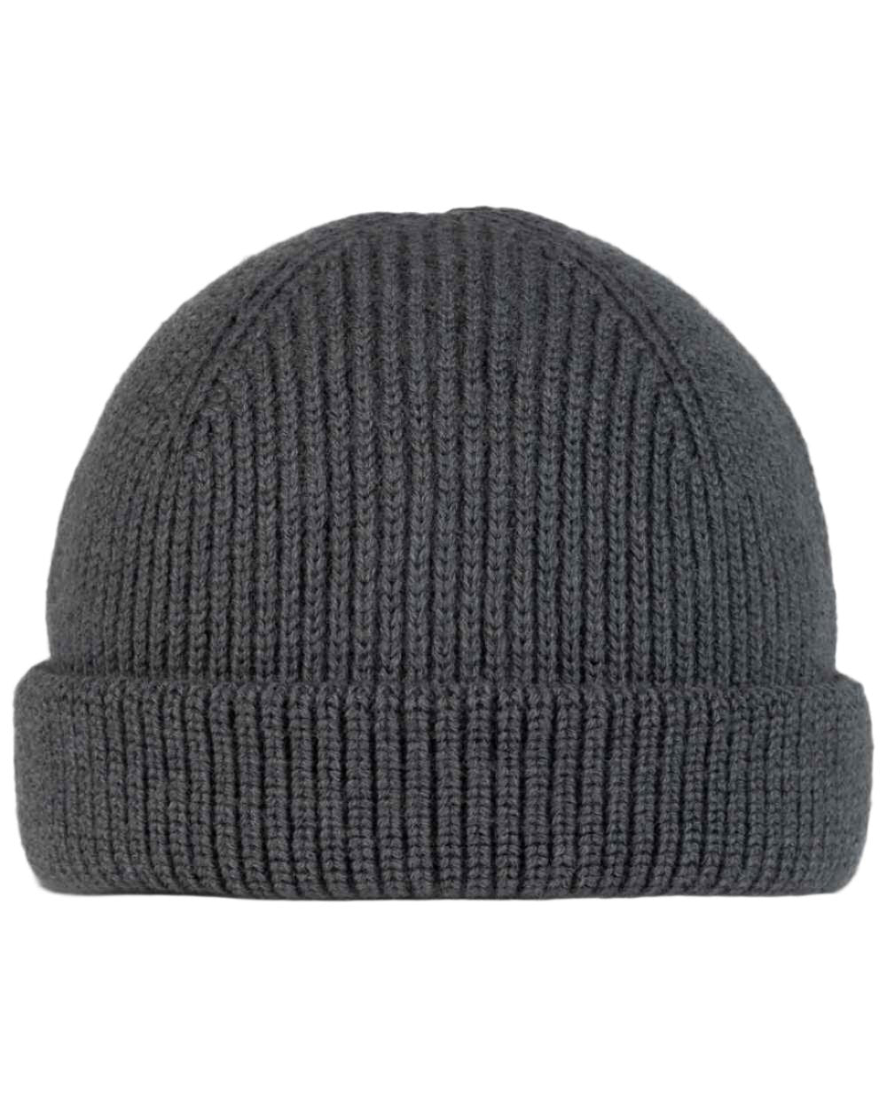 Grey Coloured Buff Knitted Ervin Beanie on white background