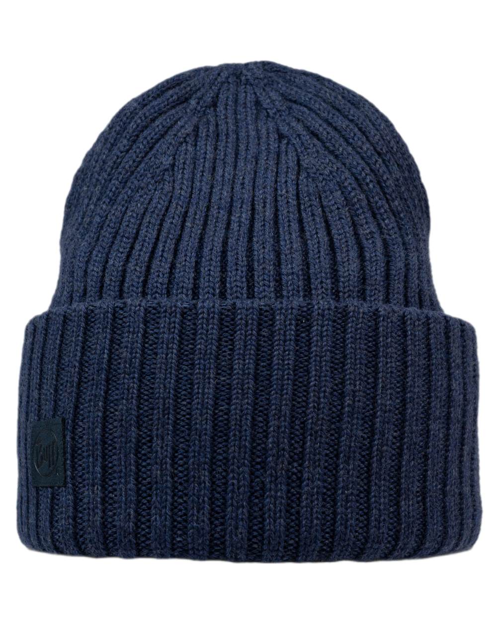 Midnight Coloured Buff Knitted Erviny Beanie on white background