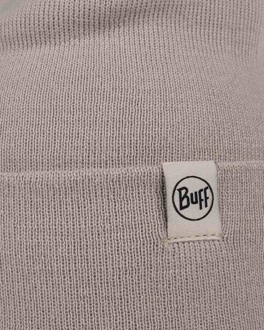 Birch Grey Coloured Buff Linon Knitted Beanie on white background