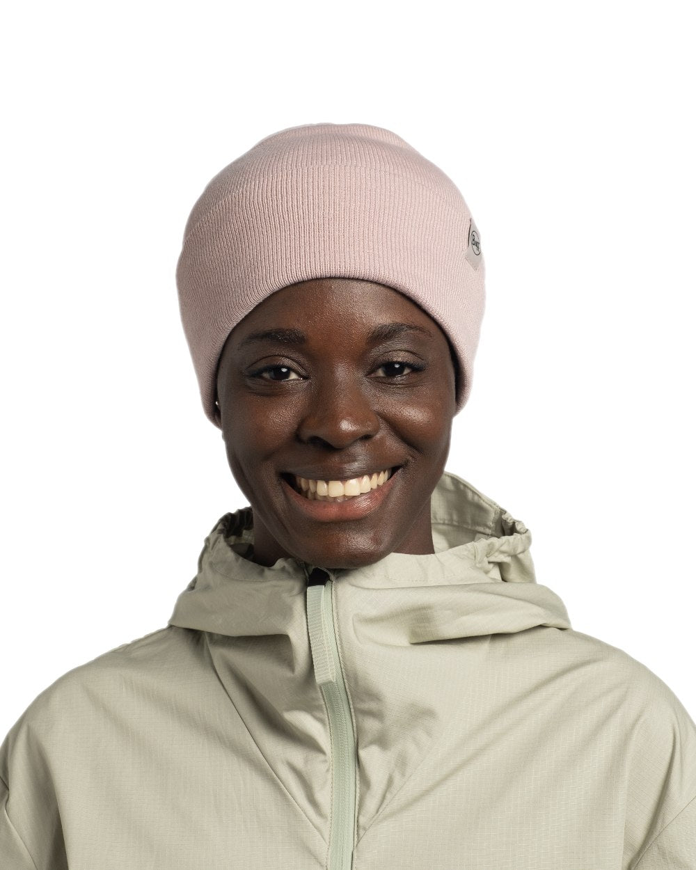 Rosewood Coloured Buff Linon Knitted Beanie on white background