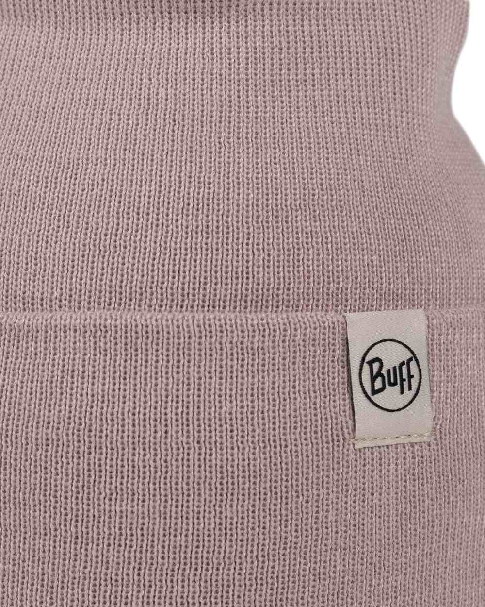 Rosewood Coloured Buff Linon Knitted Beanie on white background