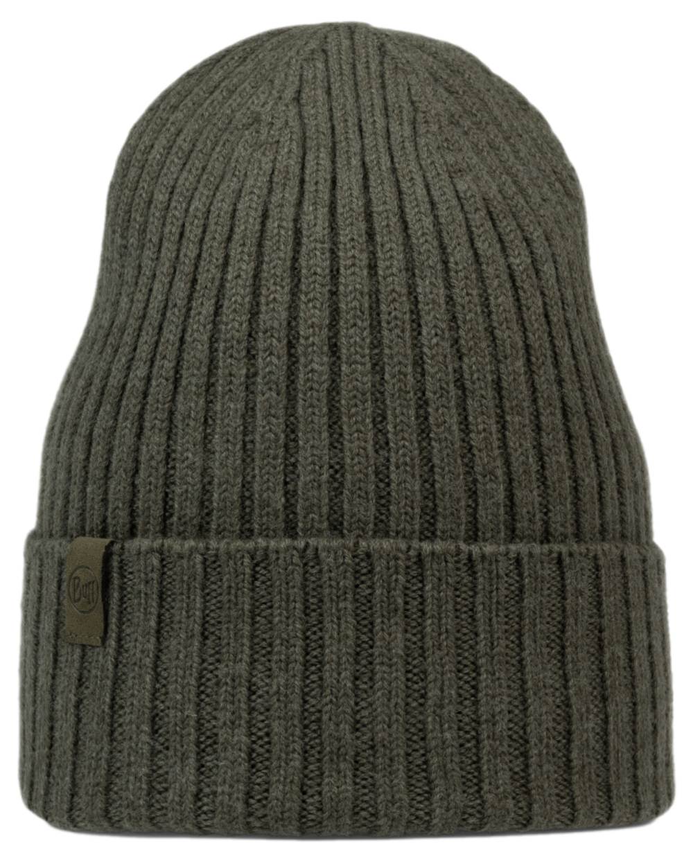 Bark Coloured Buff Knitted Norval Beanie on white background