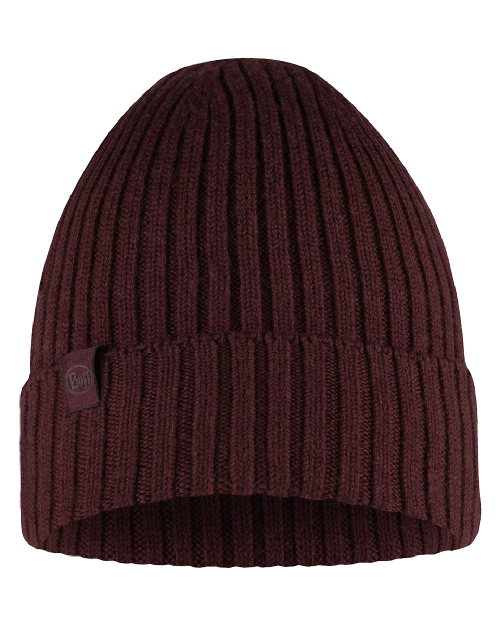 Maroon Coloured Buff Knitted Norval Beanie on white background