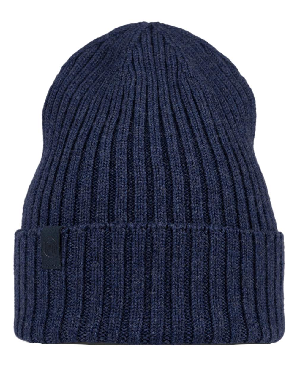 Midnight Coloured Buff Knitted Norval Beanie on white background