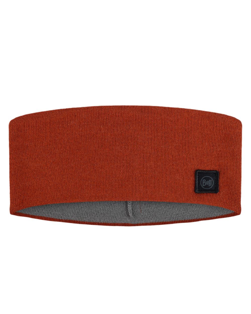 Cinnamon Coloured Buff Knitted Polar Headband on white background