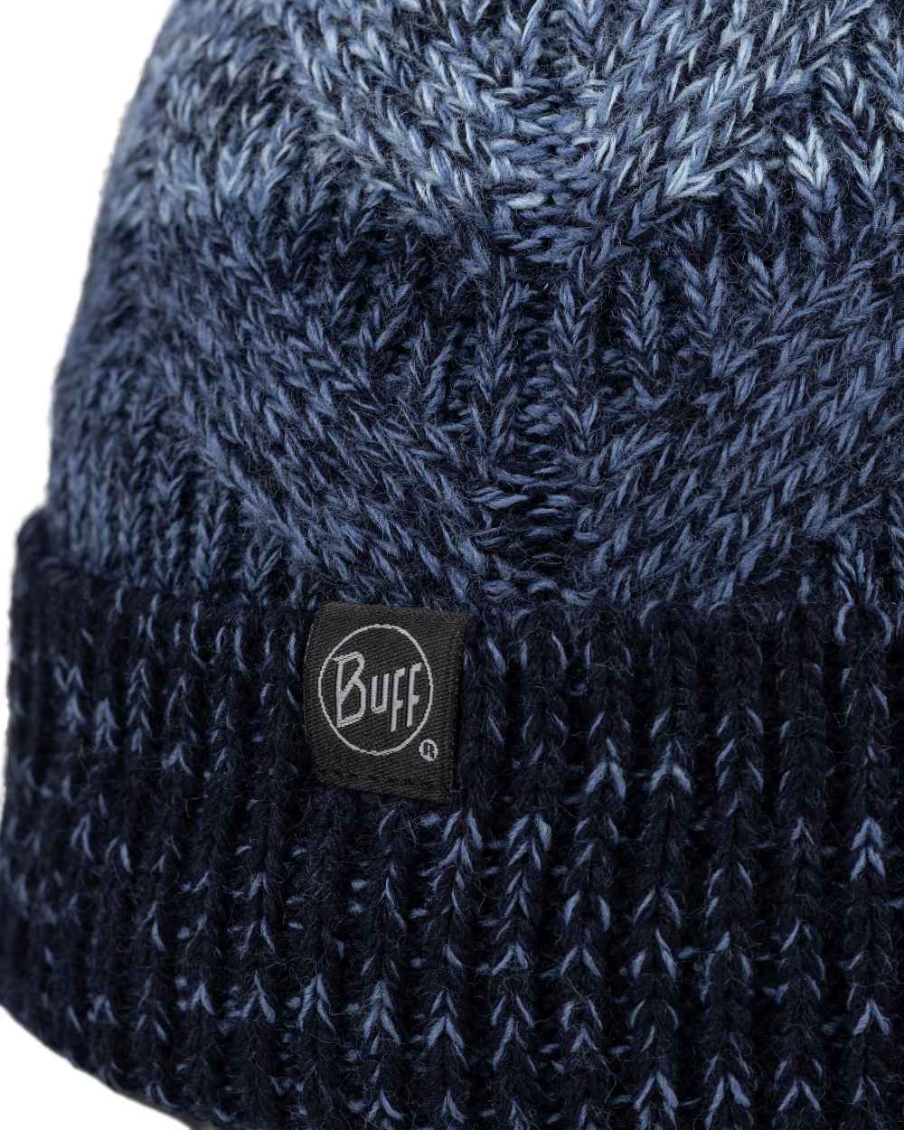 Water Coloured Buff Masha Knitted & Fleece Beanie on white background