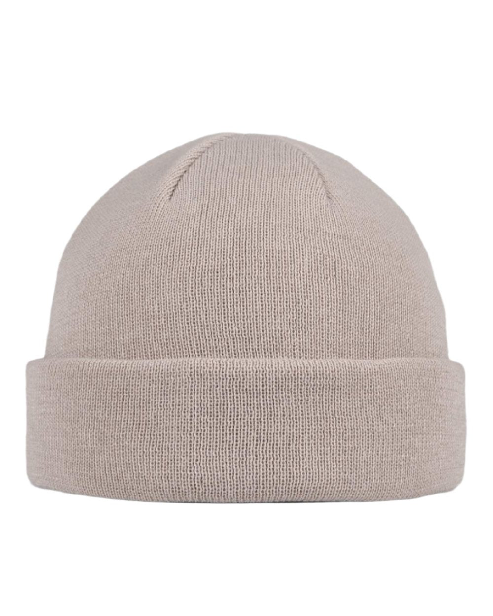 Birch Grey Coloured Buff Lilon Fisherman Knitted Beanie on white background