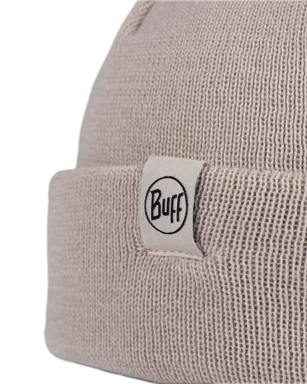 Birch Grey Coloured Buff Lilon Fisherman Knitted Beanie on white background