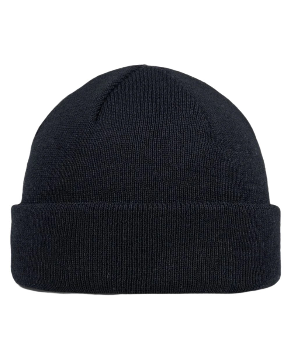 Black Coloured Buff Lilon Fisherman Knitted Beanie on white background