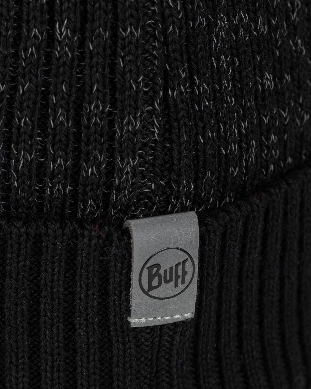 Black Coloured Buff Merino Active Beanie on white background