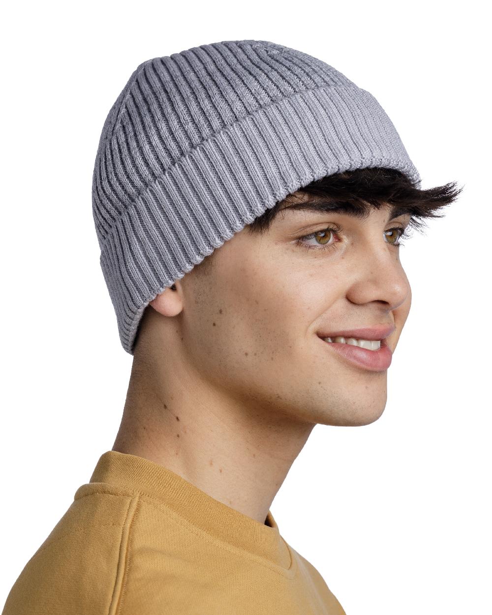 Light Grey Coloured Buff Merino Active Beanie on white background