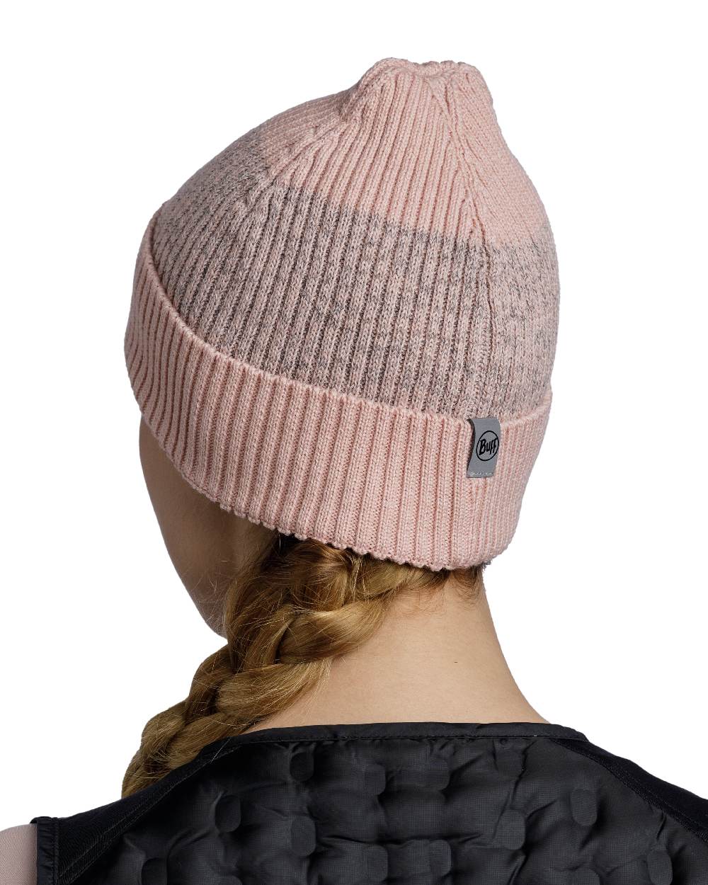 Pale Pink Coloured Buff Merino Active Beanie on white background
