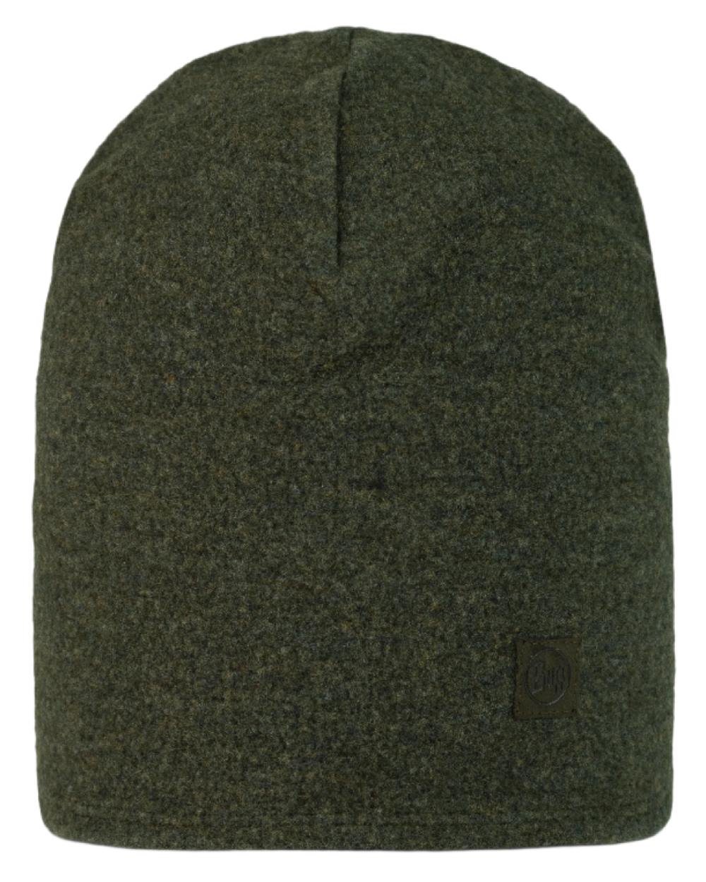 Cedar Coloured Buff Merino Fleece Beanie on white background