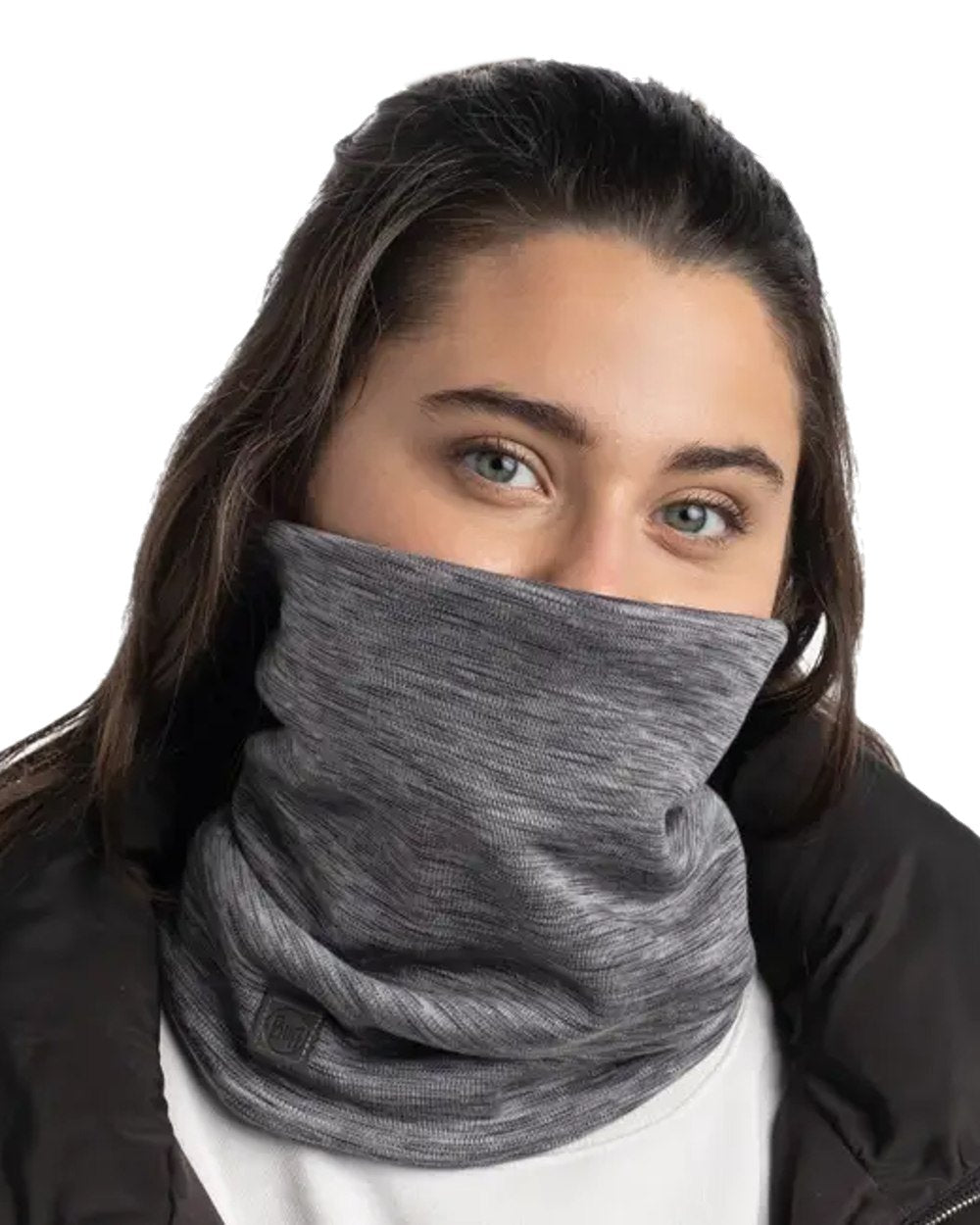 Fog Grey Coloured Buff Merino Heavyweight Neck Warmer on white background