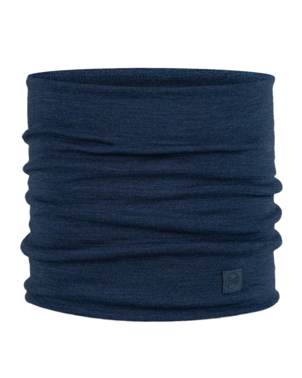 Night Blue Coloured Buff Merino Heavyweight Neck Warmer on white background