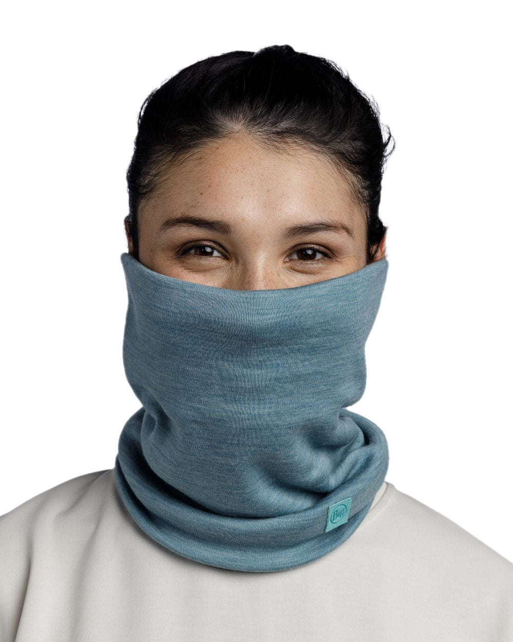 Pool Coloured Buff Merino Heavyweight Neck Warmer on white background