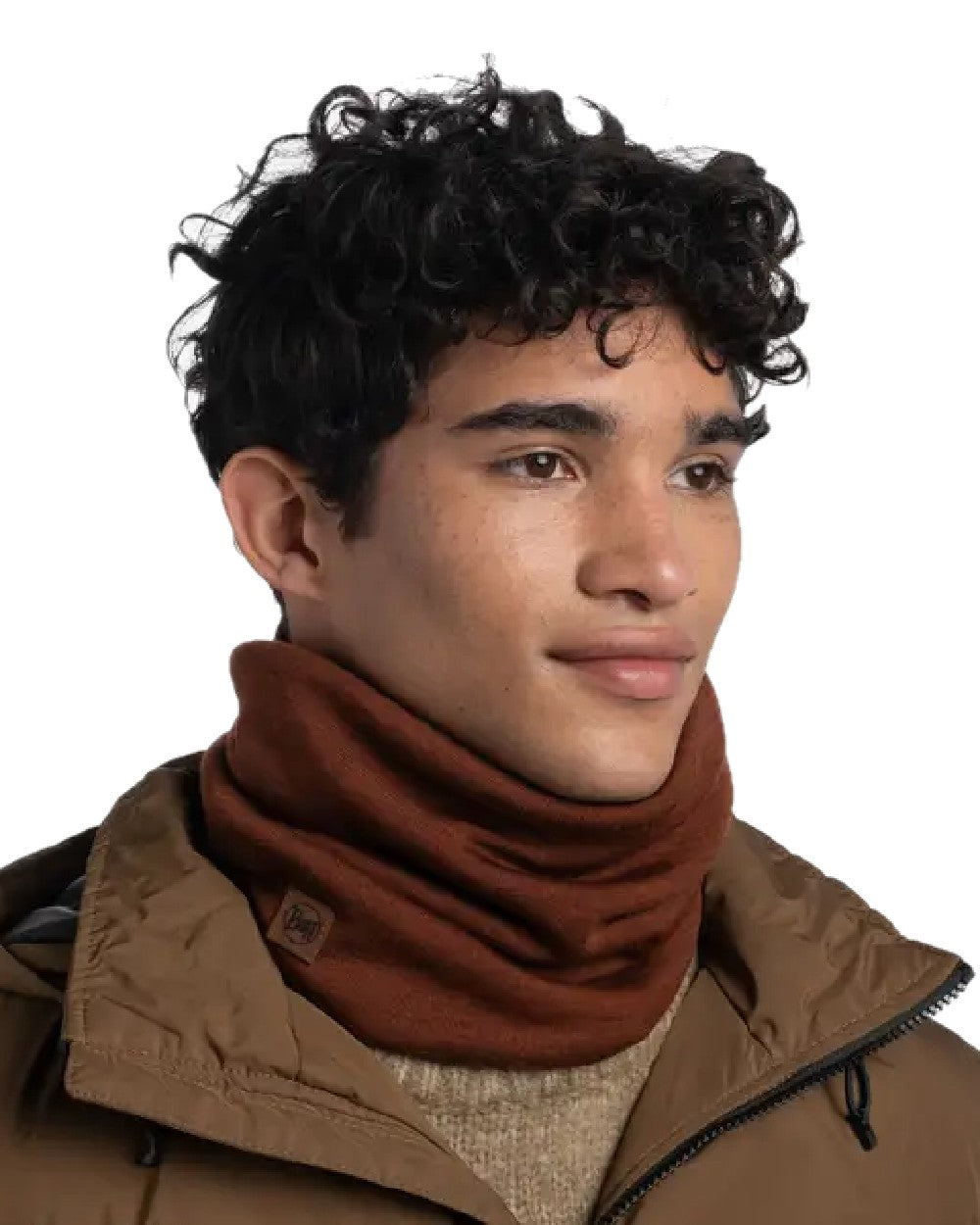 Sienna Coloured Buff Merino Heavyweight Neck Warmer on white background