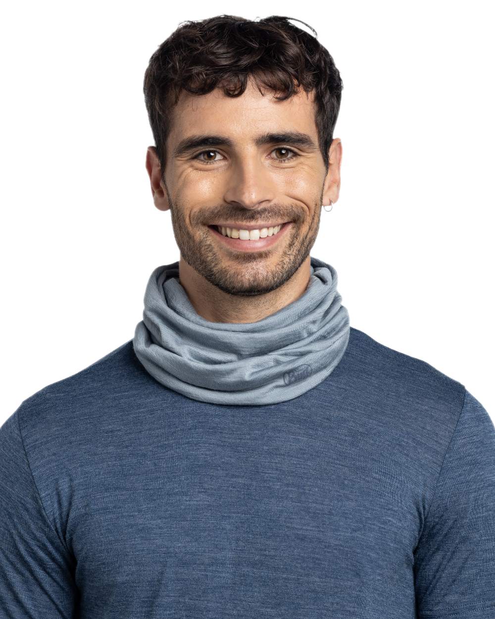 Flint Coloured Buff Merino Lightweight Neck Warmer on white background