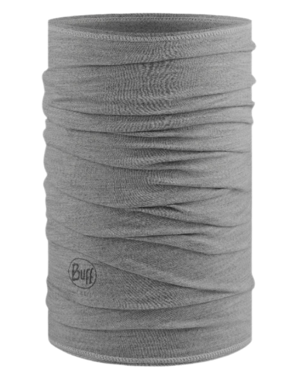 Light Grey Coloured Buff Merino Lightweight Neck Warmer on white background