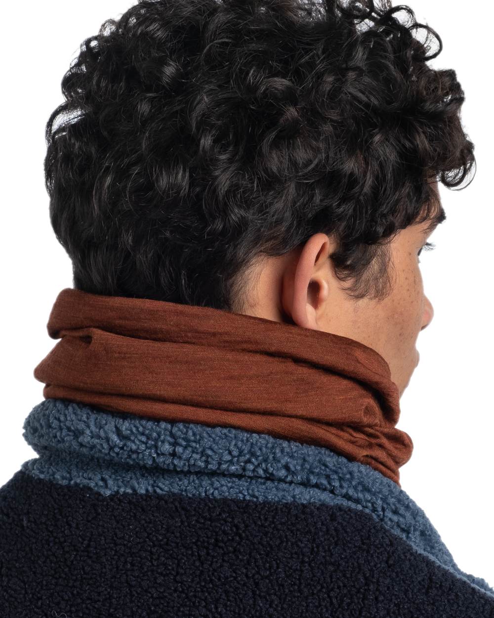 Sienna Coloured Buff Merino Lightweight Neck Warmer on white background