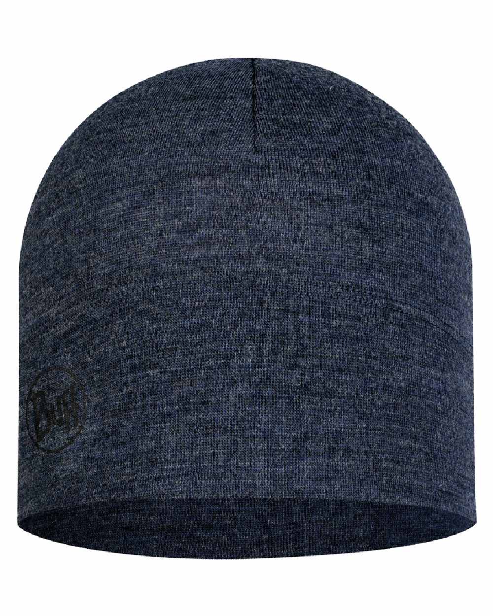 Night Blue Coloured Buff Merino Midweight Beanie on white background