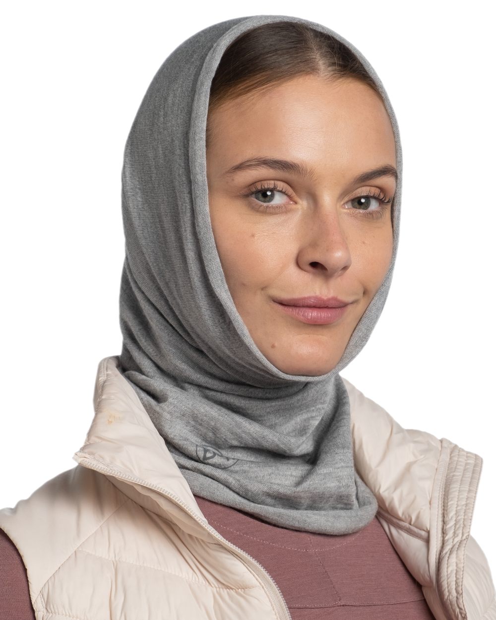 Cloud Coloured Buff Merino Midweight Neckwear on white background