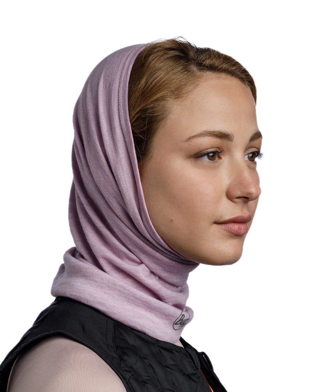 Lilac Sand Coloured Buff Merino Midweight Neckwear on white background