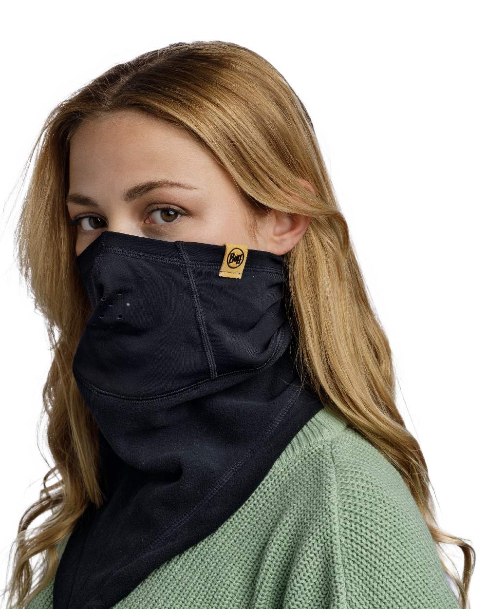 Black Coloured Buff Mountain Bandana on white background