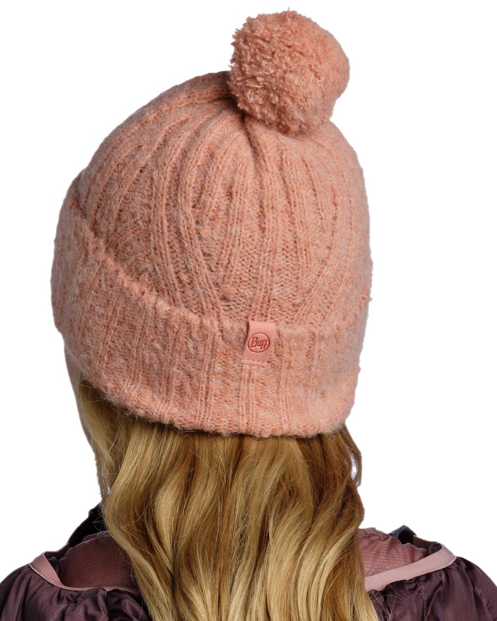 Crimson Red Coloured Buff Nerla Knitted Beanie on white background