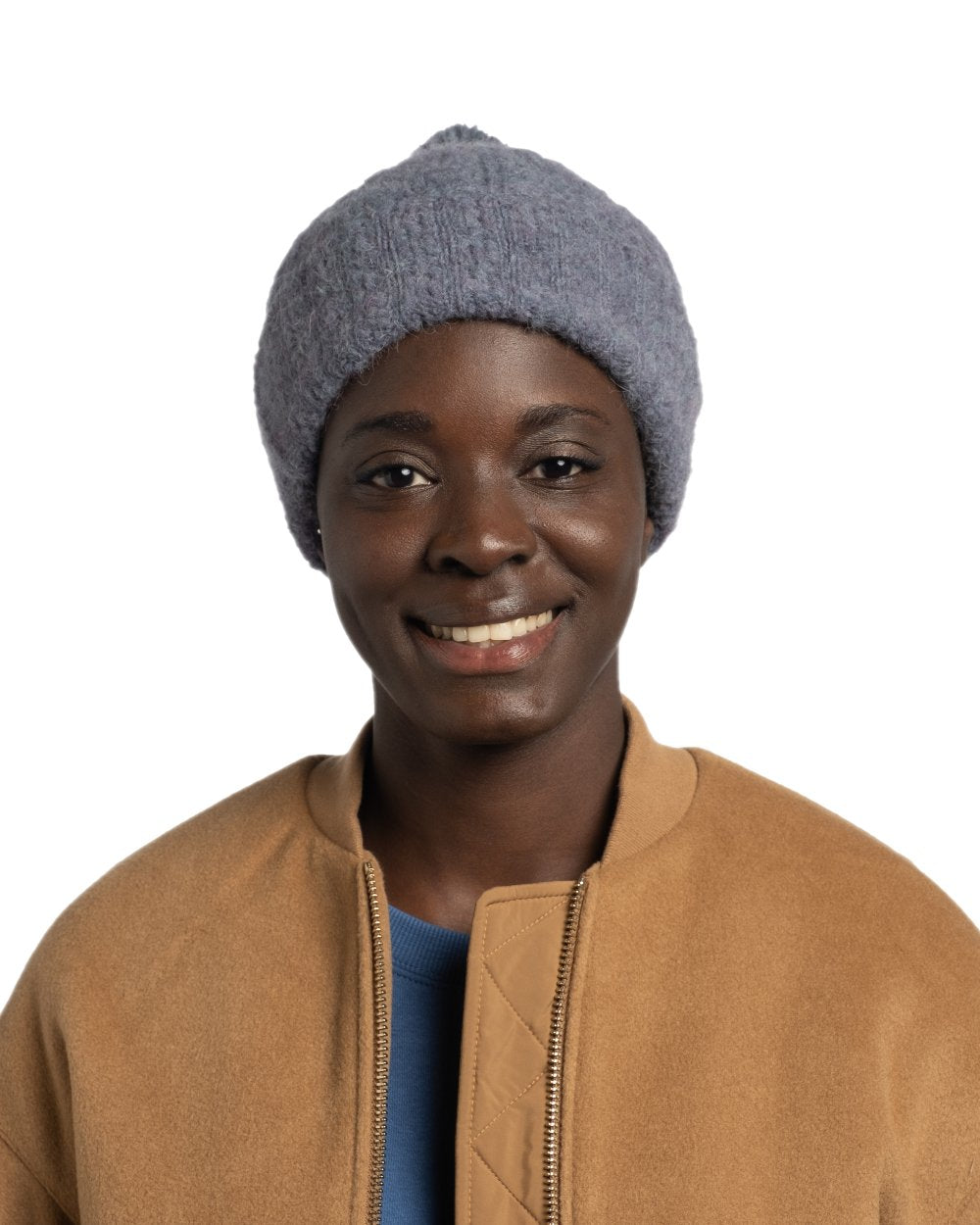 Water Coloured Buff Nerla Knitted Beanie on white background