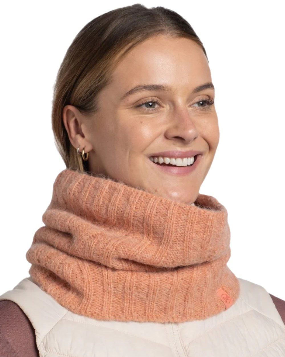 Crimson Red coloured Buff Nerla Knitted Neck Warmer on white background