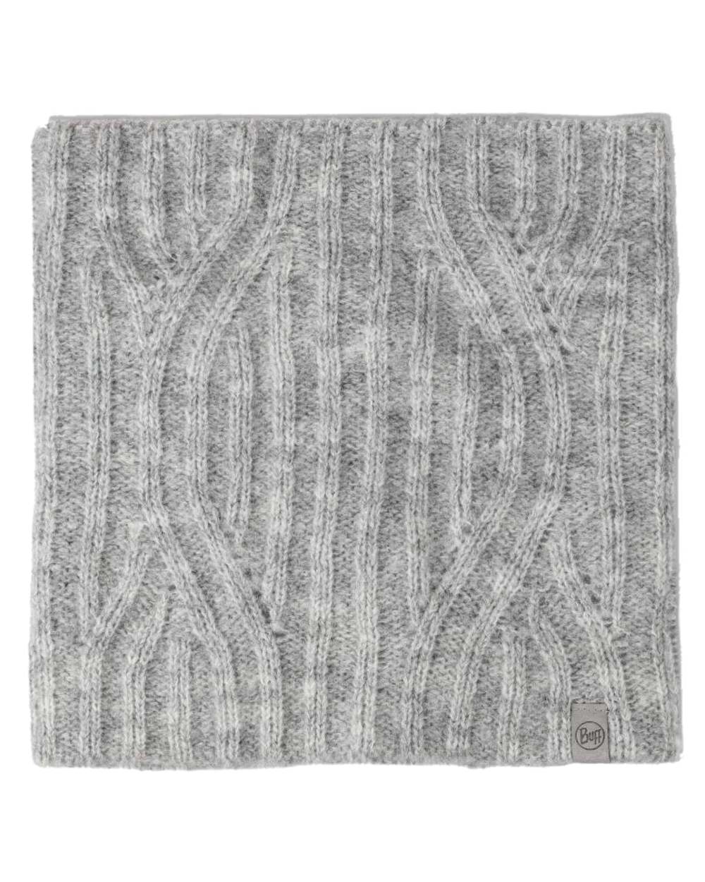 Grey coloured Buff Nerla Knitted Neck Warmer on white background