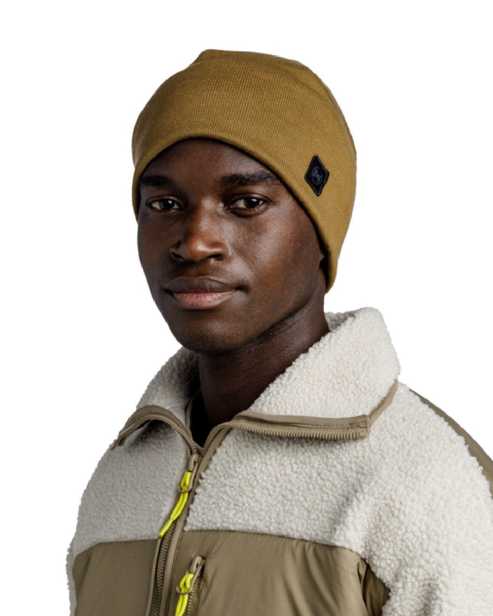 Brindle Coloured Buff Niels Knitted Beanie on white background