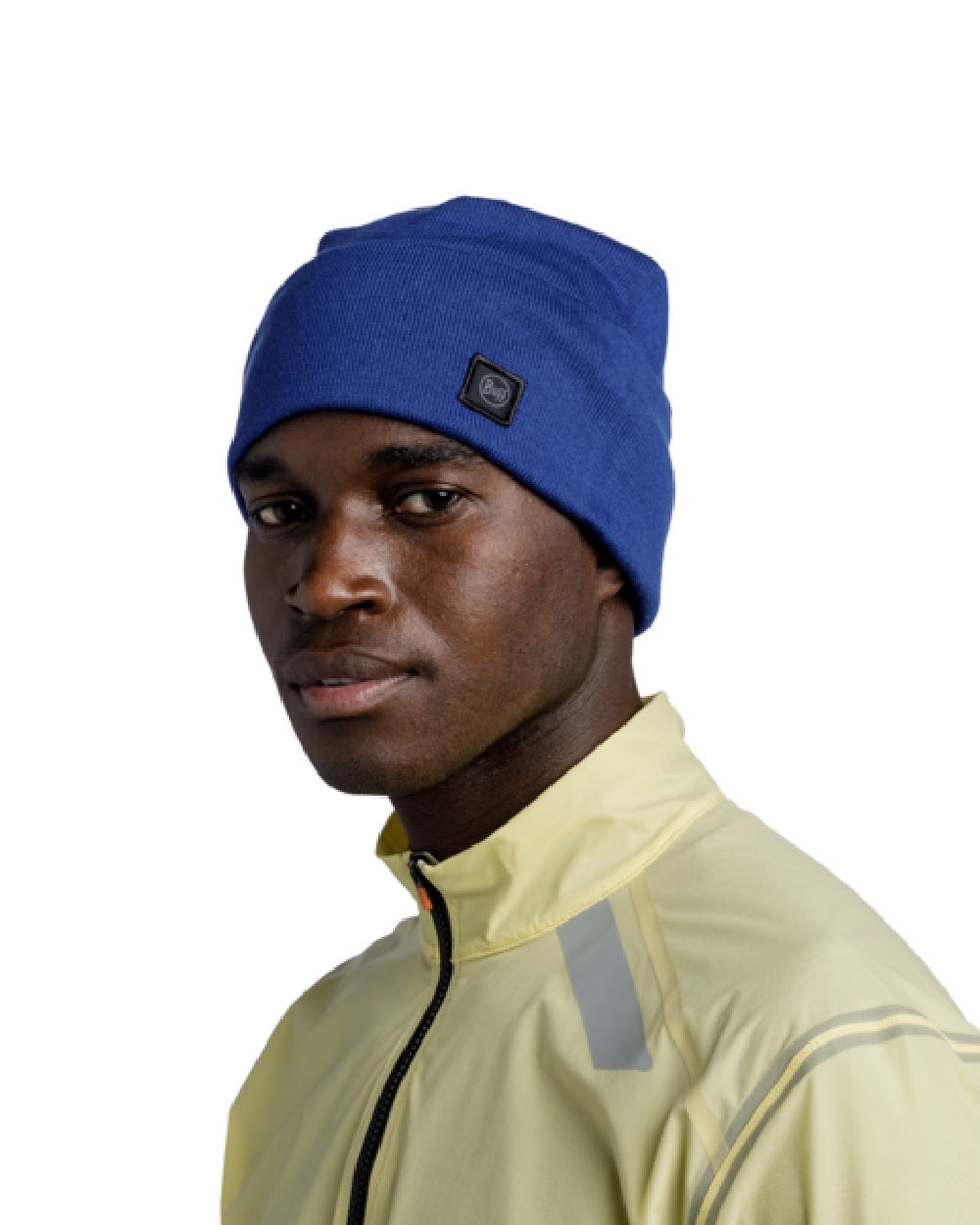 Cobalt Coloured Buff Niels Knitted Beanie on white background