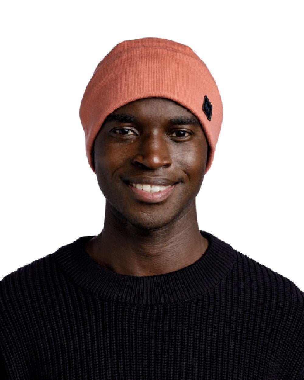 Crimson Coloured Buff Niels Knitted Beanie on white background