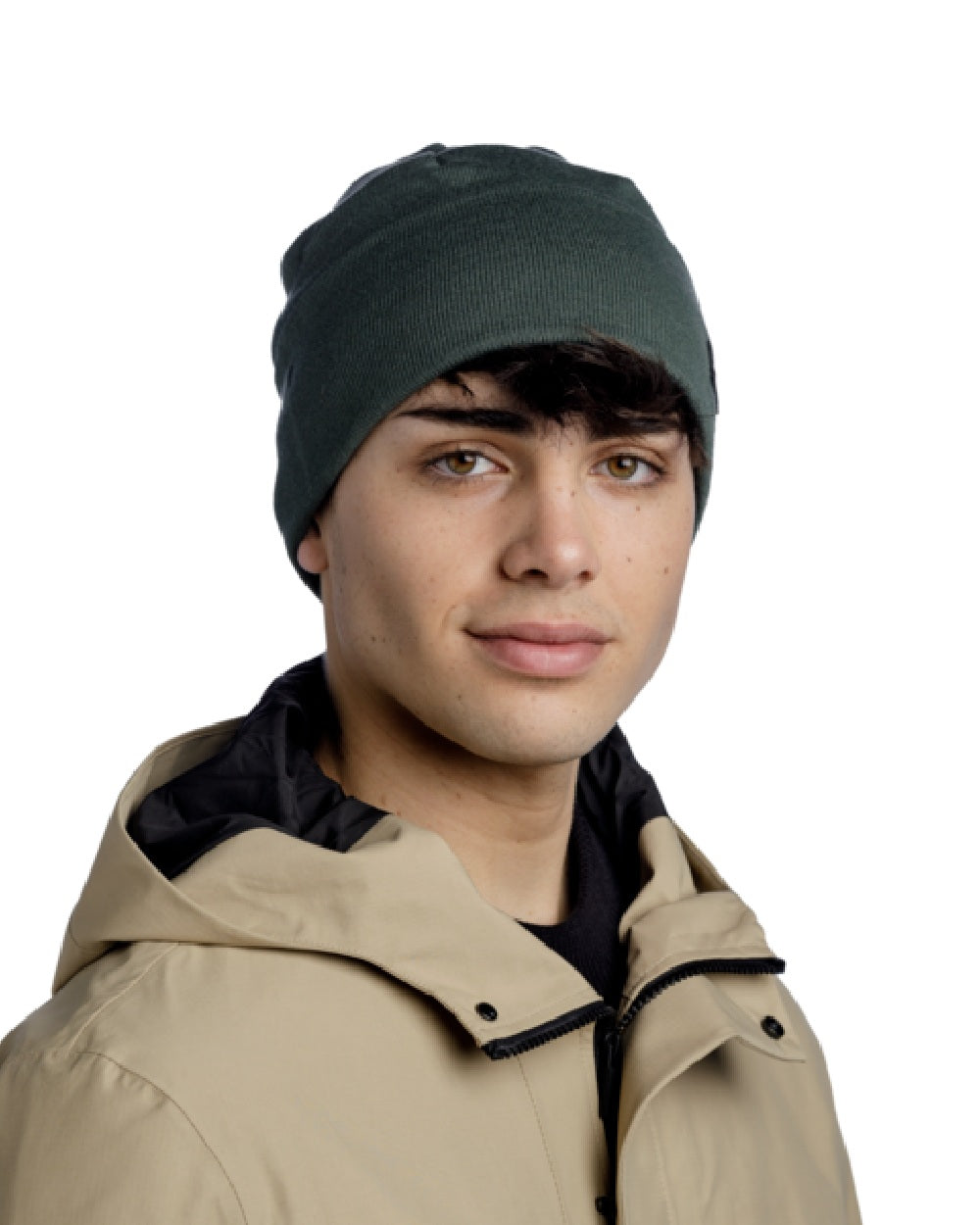 Silversage Coloured Buff Niels Knitted Beanie on white background