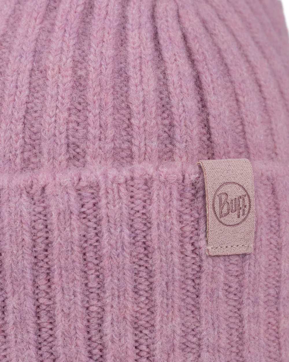Camellia Coloured Buff Nilah Knitted Beanie on white background