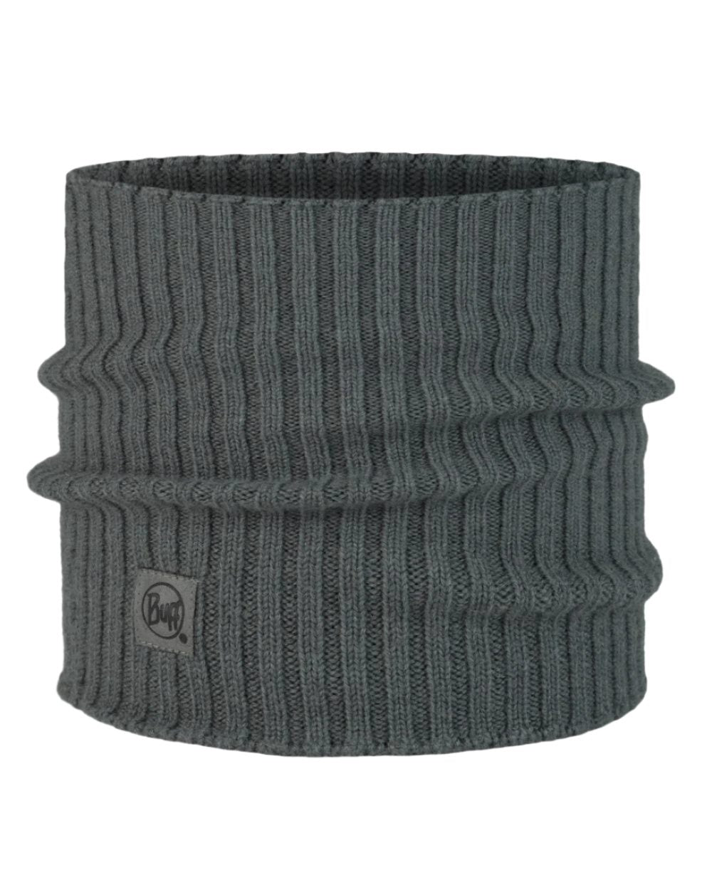 Grey coloured Buff Norval Merino Wool Knitted Neck Warmer on white background