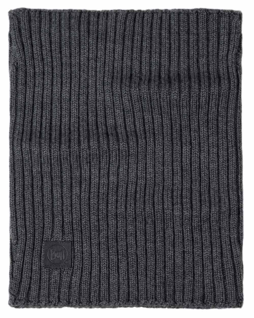 Heather Grey Coloured Buff Norval Merino Wool Knitted Neck Warmer on white background