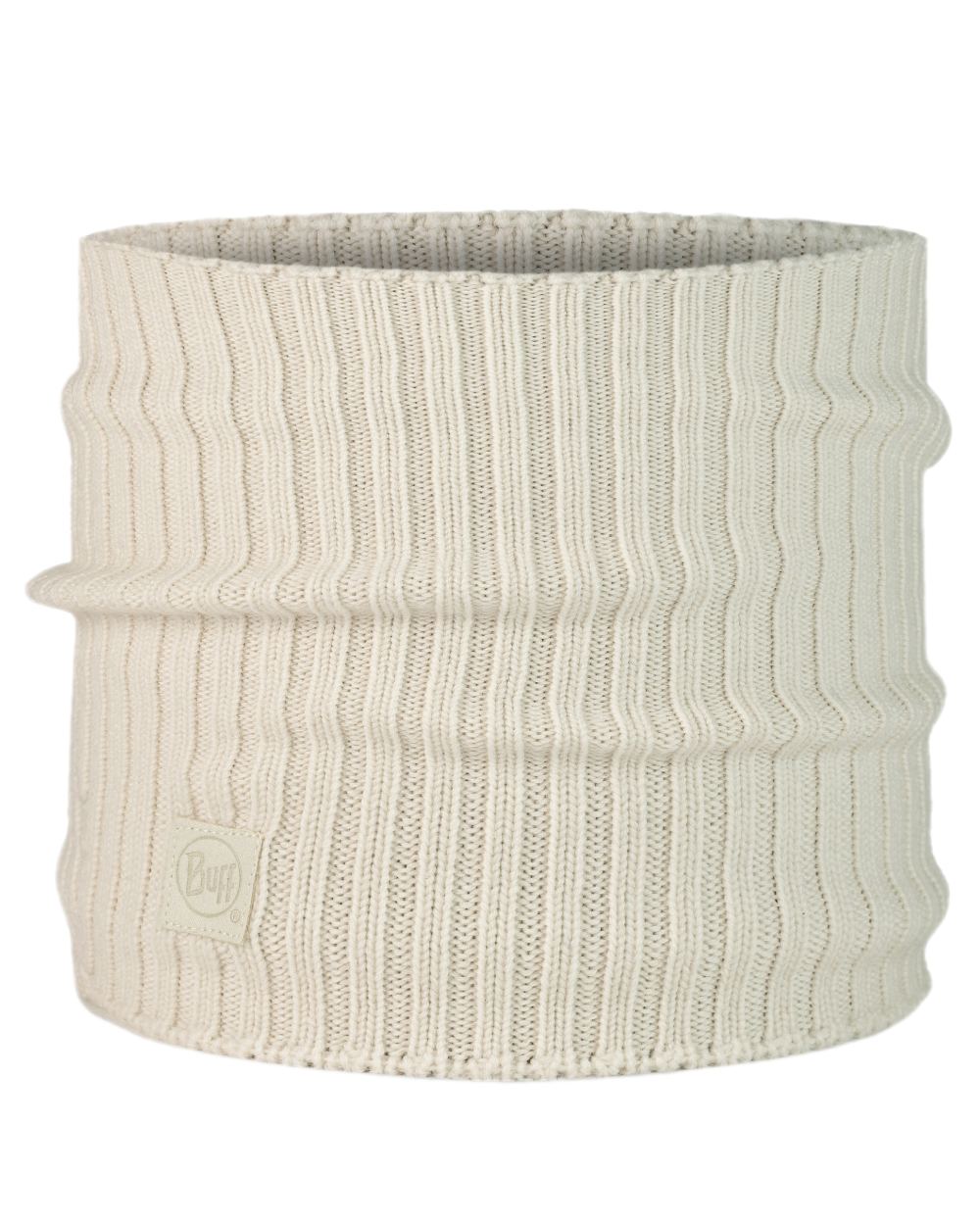Ice Coloured Buff Norval Merino Wool Knitted Neck Warmer on white background