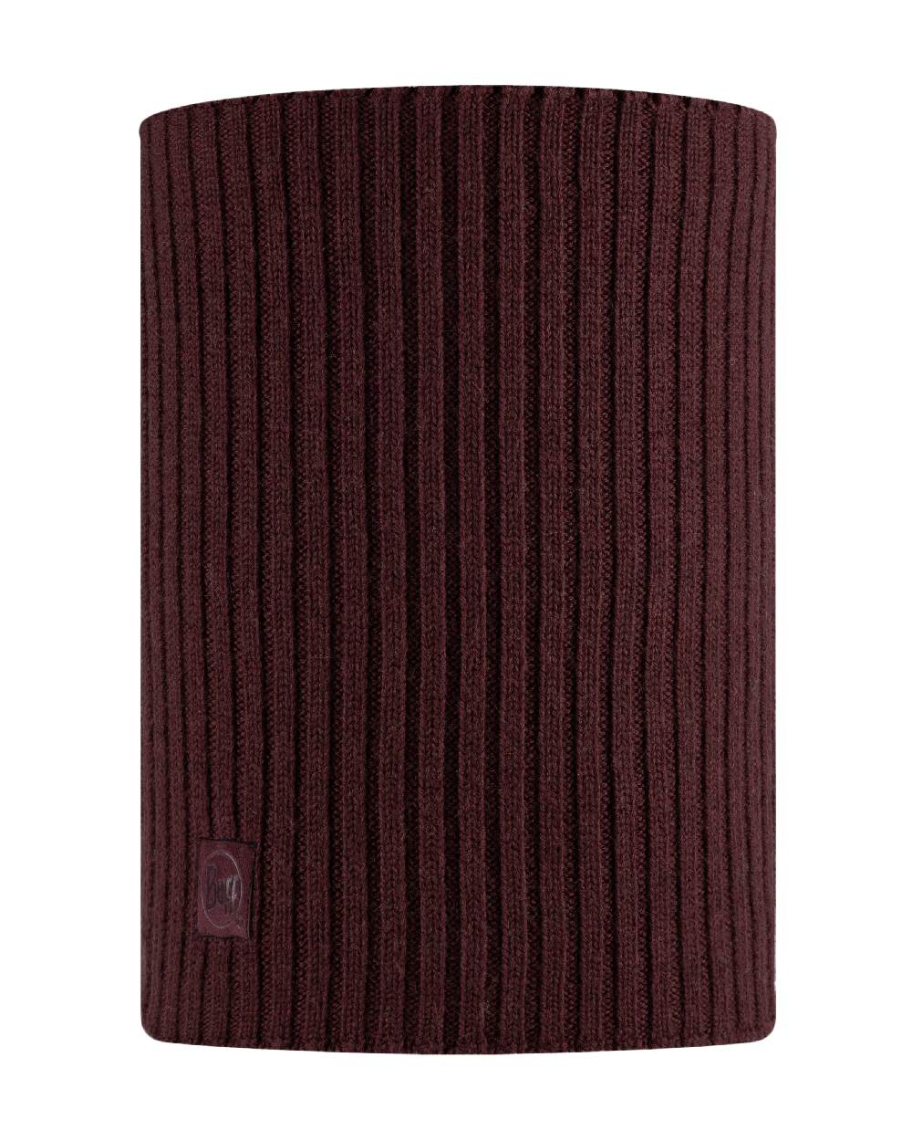 Maroon coloured Buff Norval Merino Wool Knitted Neck Warmer on white background