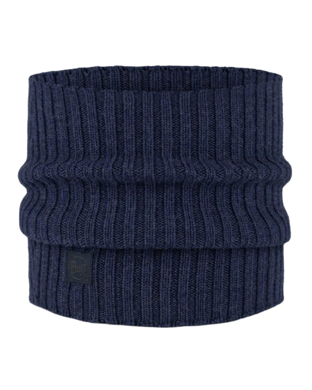 Midnight Blue coloured Buff Norval Merino Wool Knitted Neck Warmer on white background