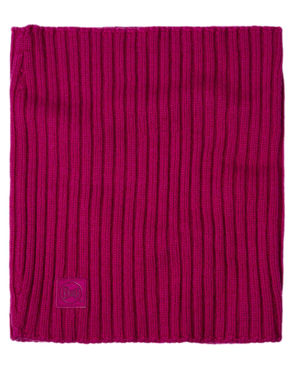 Orchid Coloured Buff Norval Merino Wool Knitted Neck Warmer on white background