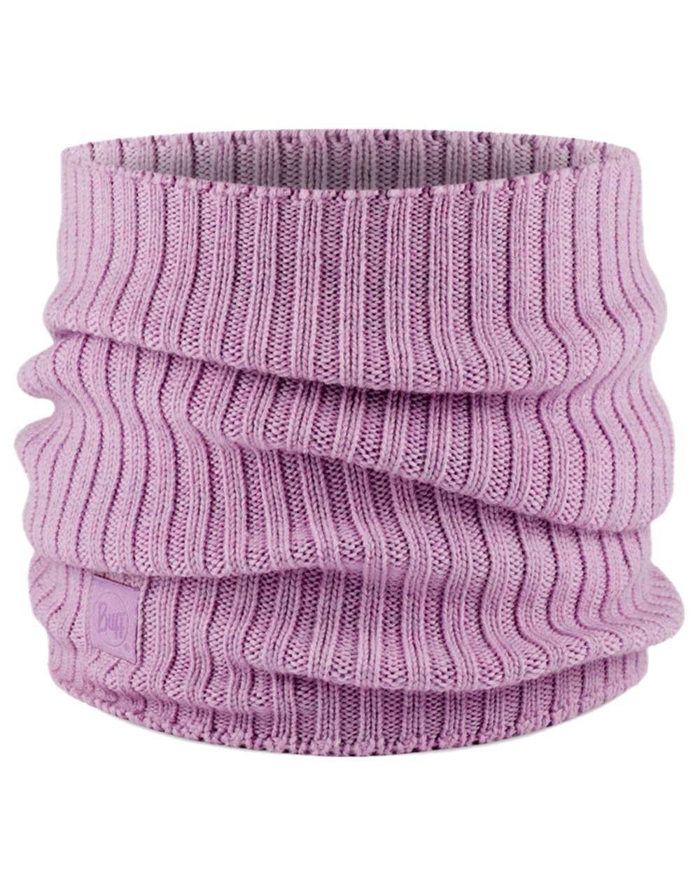 Pansy Coloured Buff Norval Merino Wool Knitted Neck Warmer on white background